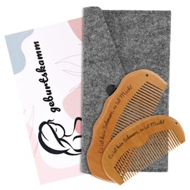 Pack of 2 Birth Combs for Women, Wooden Comb, Gift Pregnancy, Gifts for Pregnancy Women for Pregnancy Mother, Postpartum Essentials