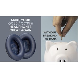 AHG QC35 earpads / QC35 ii ear pads cushions compatible with Bose QuietComfort 35 (QC35) / Bose QuietComfort 35 ii (QC35 ii) headphones (Midnight Blue). Extra Thick FlexiSoft Foam/great durability