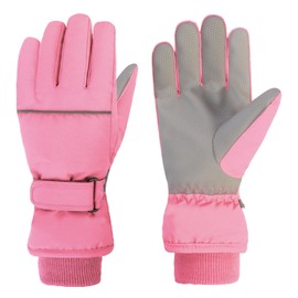 TRIWONDER Kids Winter Gloves Snow Gloves Children Warm Gloves Ski Gloves Cold Weather Sport Mittens Snowboard Gloves (Pink, L(8-10 Years))