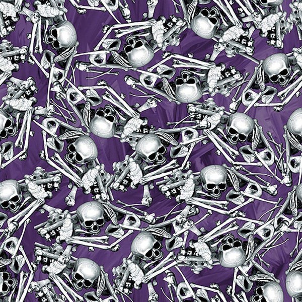Blank Quilting Fabrics Halloween Countdown Glow in the Dark Bones