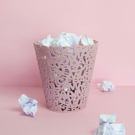 balvi Waste Paper Bin Letters Colour Pink with Original Design Plastic