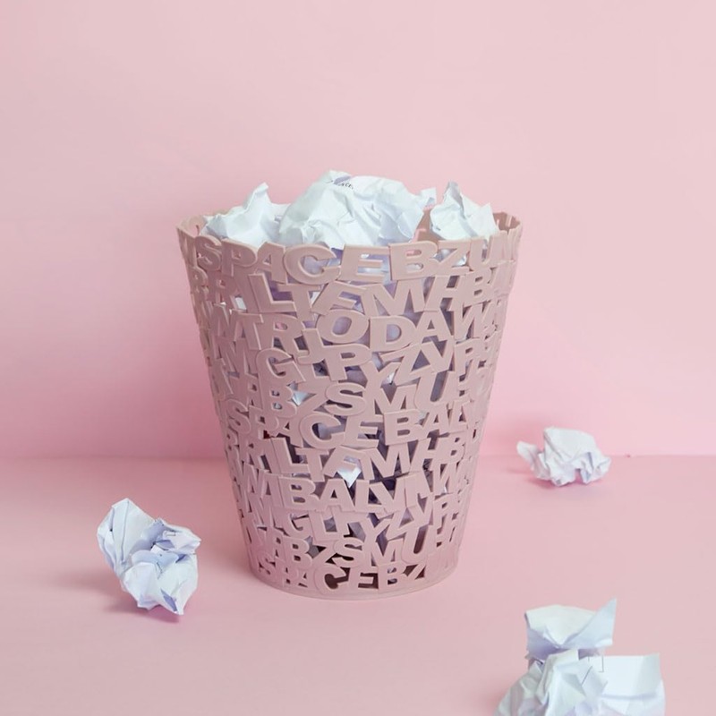 balvi Waste Paper Bin Letters Colour Pink with Original Design