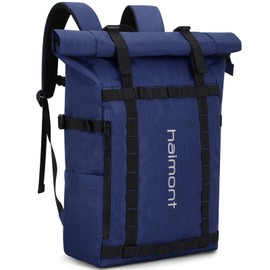 Haimont Roll Top Laptop Backpack Water Resistant Travel Casual Daypack Backpack for Outdoors Camping, Hiking, Unisex, 20L, Navy Blue
