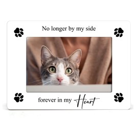 OXEDP Pet Memorial Gifts for Dogs Cats Kittens, No Longer By My Side, Forever In My Heart Photo Frame, Photo Gift for Pet Cat, Kitten, Display on Tabletop, Desk-XK33