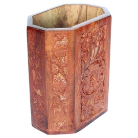 Indian Glance Desk Supplies Organizer Mesh Pen Cups/Pencil Holder Wood Unique Design for Kids, Desk, Office, and Home Decor Gifts (Floral)