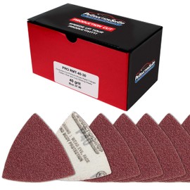 ProductionShop Premium 40 Grit Triangle Mouse Detail Sander Sandpaper Sheets, Box of 30 - Hook & Loop, Triangular Shaped Mouse Disc Pads - Oscillating Multi-Tools - Woodworking, Sand Furniture Paint