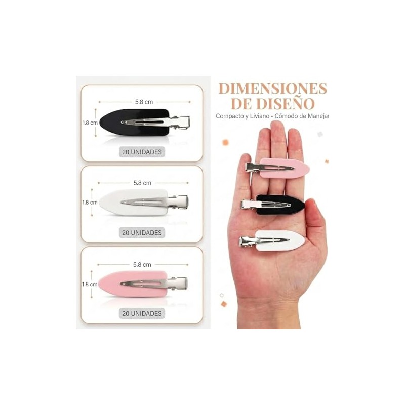 60PCS Broches para Cabello de Mujer, Pinza sin Doblars |