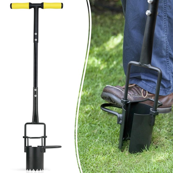 Colwelt Bulb Planter Tool Long Handle, Serrated Base Gardening Bulb