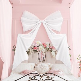 Wavwavw White Big Wall Bow Decorations Coquette Birthday Party Decor Ribbon Hanging Tie Bow Decor for Coquette Party Baby Shower Wedding Bridal Bachelorette Graduation Supplies, 39 * 72 Inch