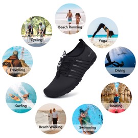 Racqua Pool Shoes Quick Dry Barefoot Water Aqua Sport Beach Swim Surf Diving for Men Women Black EU39=UK 6.5