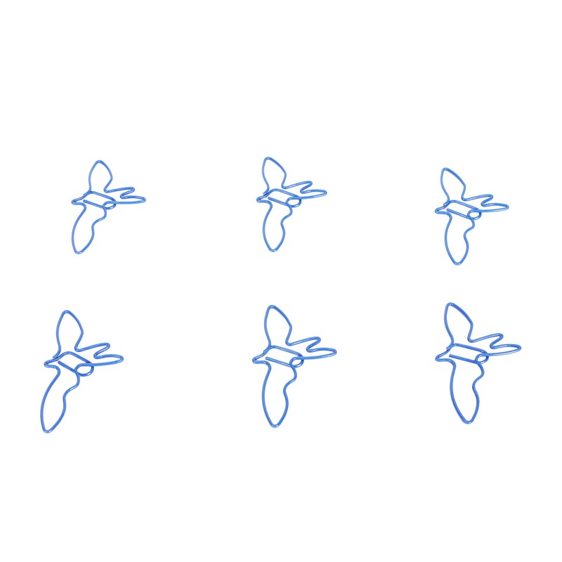 100pcs Blue Birds Paper Clips Creatively Cute Plated Metal Bookmark
