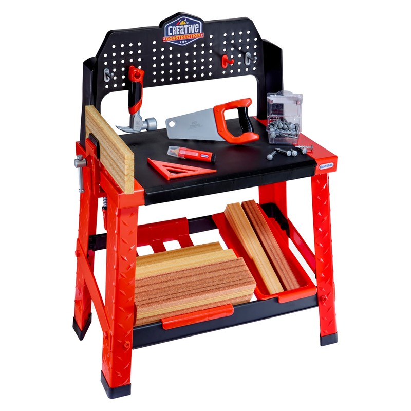 Little Tikes Creative Construction Workbench with 15+ Accessories, Pretend Play
