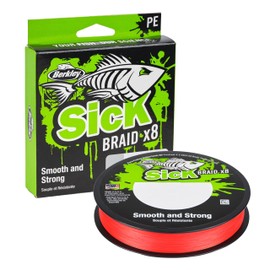 Berkley Sick Braid - 8 Strands Braided Fishing Line, Super Smooth 8 carrier Multifilament PE Braid Predator Fishing Lines 150/300m For Freshwater and Saltwater Sea Fishing, Unisex, Red