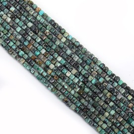 WTIAN Natural Gemstone Square Cube Stone Beads,Spacer Loose Beads for Jewelry Making Bracelet Necklace Earrings(2mm),Africa Turquoise