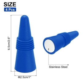 MECCANIXITY 4Pcs Wine Stoppers High Temp Silicone Plug T Shaped Wine Bottle Stopper Wine Outlet Cap Bottle Cover, Dark Blue