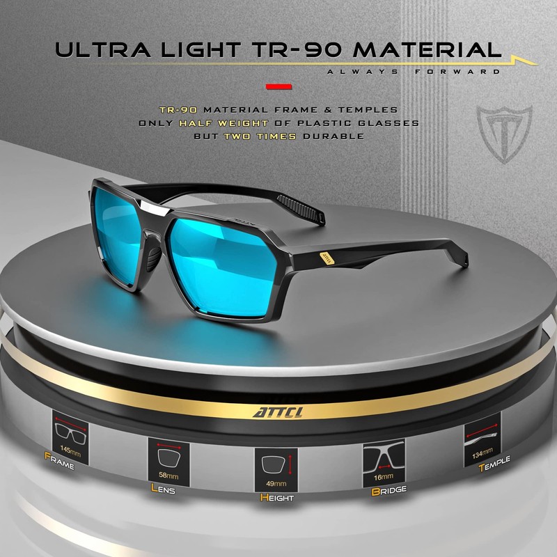 ATTCL Polarisierte Sonnenbrille Herren Sportbrille mit UV-Schutz Hexagonal TR90 Rahmen