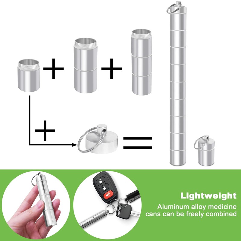 cersaty® Pack of 2 Pill Box Key Chains, 5 Separable