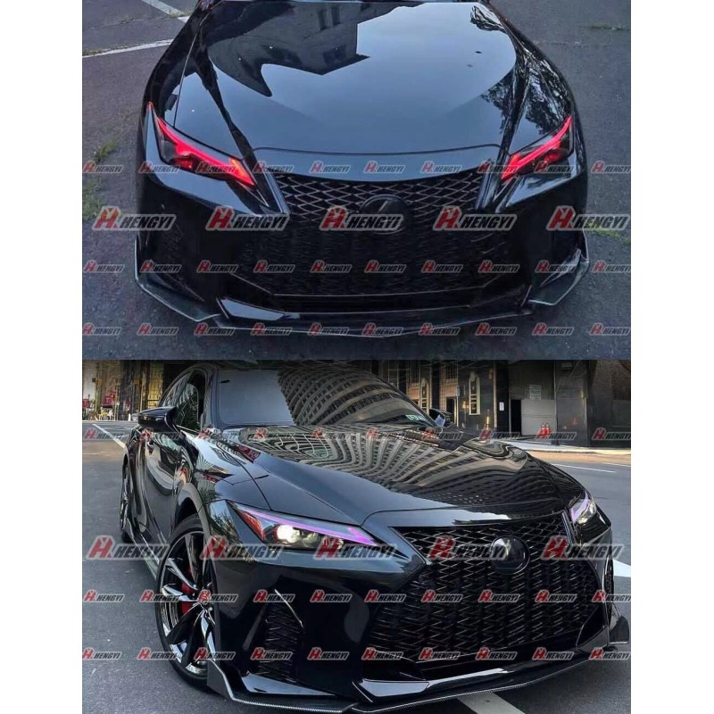 Unbranded V-Style Gloss Black Front Bumper Lip For 2021-2022 Lexus