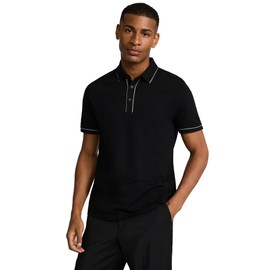 EXPRESS Mens Pique Polo Shirt with Piping Black