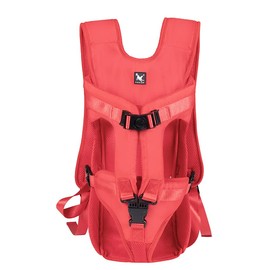 Pet Carrier Backpack Front Pack Carrier for Small Dogs Cats Puppies Legs Out Easy-fit Adjustable Travel Bag for Outdoor Hiking Camping Cycling (Small, red)