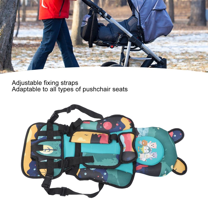 Toddler Car Seat Insert Bear Pattern Heighten Adjustable Fixing Straps