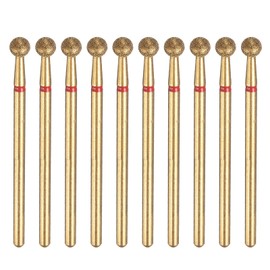 sourcing map 10pcs 200-230 Grits Diamond Grinding Bit 4mm Ball Head 2.35mm Shank 4mm Length Titanium Plated Stone Sanding Drill Bits Rotary Tool for Nails Grinding Polishing