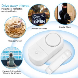 Sensor Magnético, de Alarma de Seguridad Inalámbrico para Puertas y Ventanas y Entrada a la Casa Antirrobo -