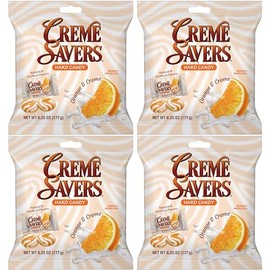 Cream Savers Orange & Cream, 6.25 Ounce Bag (Pack of 4), Individually Wrapped Hard Candy, Orange Candy, The Hampton Candy Company