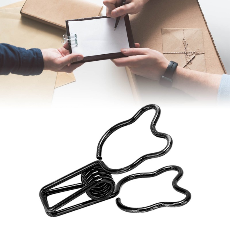 100Pcs Binder Clips Cute Bear Hollow Strong Clamping Force Metal
