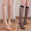6 pairs of women's transparent knee-high stockings, toe-reinforced nylon socks,