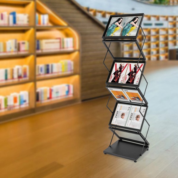 Unbranded 6 Pockets Magazine Rack Foldable Magazine Display Tiered Stand