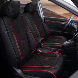 FQFZYMX Custom Fit Honda CRV CR-V Car Seat Covers Fit for 2017 2018 2019 2020 2021 2022 EX,EX-L,LX,Special Edition,Touring,Leather Seat Protector Replacement,Waterproof Faux Leather,Full Set,Black+Red