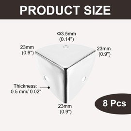 sourcing map 8PCS Metal Corner Protector 0.9 x 0.9 x 0.9 Inch Box Edge Guard Protector Zinc Alloy Cabinets Speaker Corners Protector for Furniture Decorative (Silver)