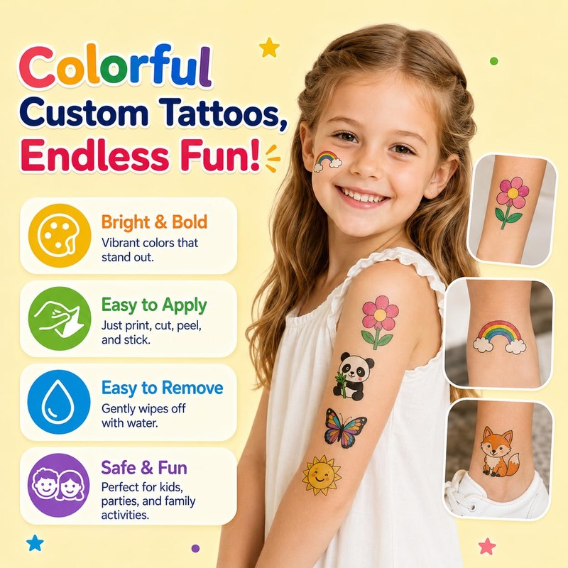 Hem Dgpsy Temporary Tattoo Paper 8.5" x 11", 7 Sheets