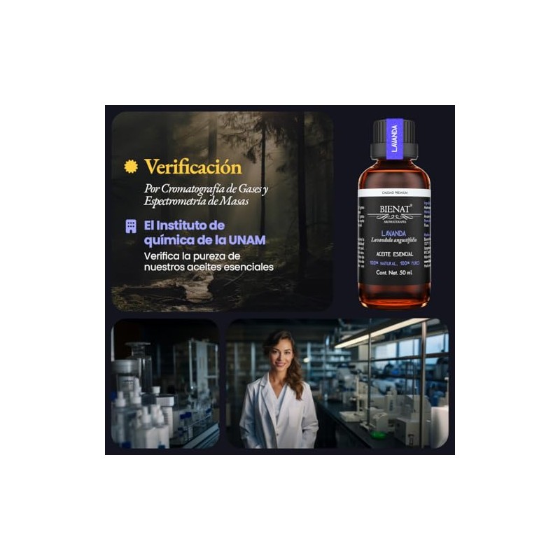 Bienat | Aceite Esencial de Lavanda 50mL Natural | Difusor