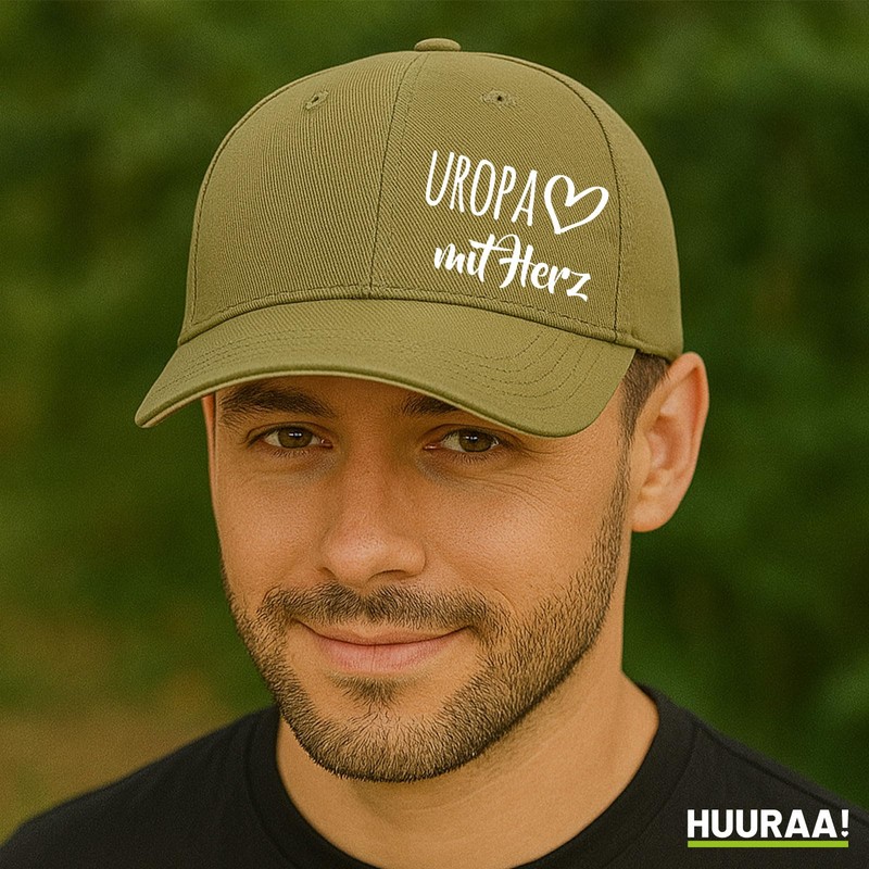Huuraa Cappy Hat Uropa with Heart Gift Idea, Olive/Beige, Unit