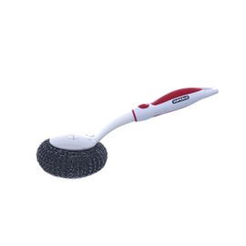 Superio BBQ Grill Brush Bristle Free Stainless Steel Scrubber Cleaner Dishwashing Brush with Long Handle, Great for Pots, Pans, Stove, Cast Iron, Gas/Charcoal/and Electric Grills, Griddle Red