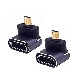 Kework 2 Pack8K UHD Micro HDMI Adapter, 48Gbps 3D Micro HDMI 2.1 Version Converter, Down Angle Micro HDMI 2.1 Male to HDMI 2.1 Female Extension Adapter Extender Connector Coupler Support 8K@60Hz
