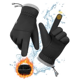 Kiiwah Winter Gloves Warm for Men Women Thermal Gloves Waterproof Touchscreen Cycling Gloves Windproof for Cycling Running Jogging Sports Camping Black