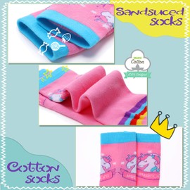 Sandsuced Girls Knee High Long Socks Girls Gift for Kids 6 Pairs Funny Boot Crazy Fun Tall Animal Child Socks (Animal Unicorn A)