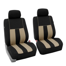 FH Group Universal Fit Front Set Striking Striped Automotive Seat Covers Fit Front Set Striking Stripeds Most Cars, SUVs, and Trucks (Airbag Compatible) Beige