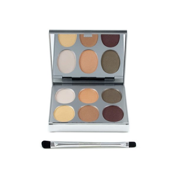 Jerome Alexander New Again Eyeshadow Palette & Brush, 6 Buildable & Blendable Micronized Powder Shades (Always Works)