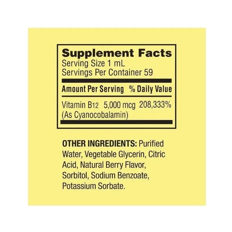 Vitamina B12 Liquida Sublingual 5000 Mcg 59 Dosis Sistema In