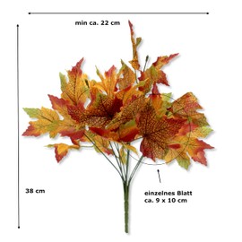 DARO DEKO Artificial Plant Shrub Leaf Frond Bouquet Maple Leaves 22 x 38 cm