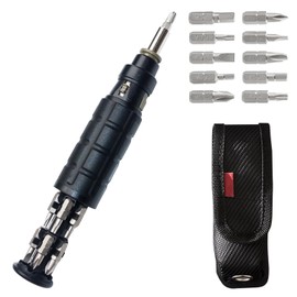 10-in-1 Multibit Ratchet Screwdriver, Robust and Easy to Use, Ratchet Screwdriver, Versatile Screwdriver Set for Home, Workshop (Black)