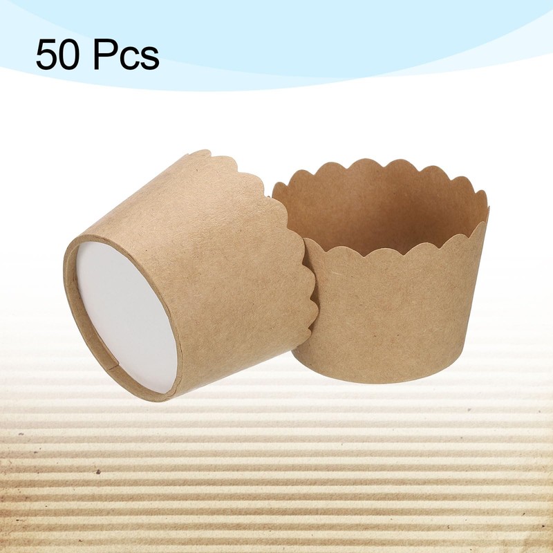 sourcing map 100Pcs Paper Baking Cups Small Brown Kraft Paper