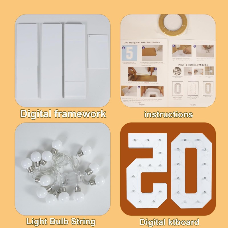 50 Light Up Numbers, Decorative Led Light Up Number Letters,