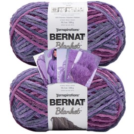 Bernat Blanket Yarn - Big Ball (10.5 oz) - 2 Pack with Pattern Cards in Color (Purple Sunset)