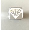 Diamond Shape in 3d - Chrome with White - 2