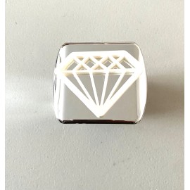 Diamond Shape in 3d - Chrome with White - 2 inch Trailer Hitch Cover